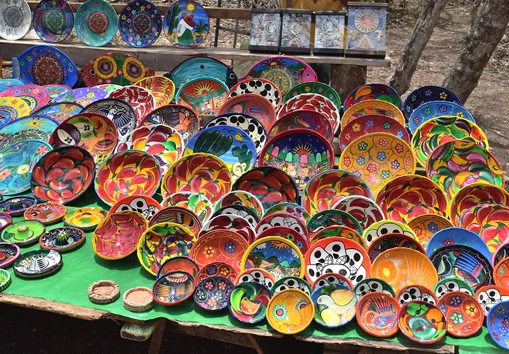 colorful plates and bowls